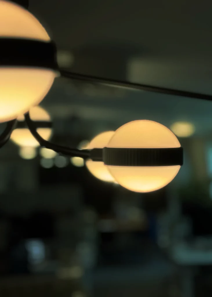 Lamp in a dark room.