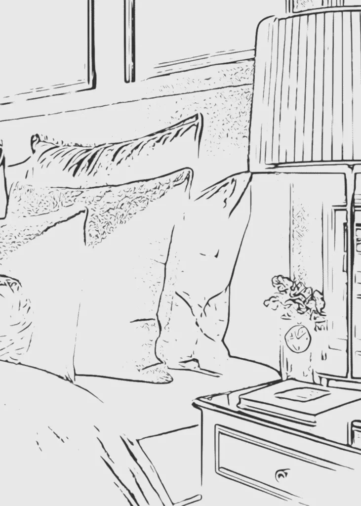 Hotel room sketch.