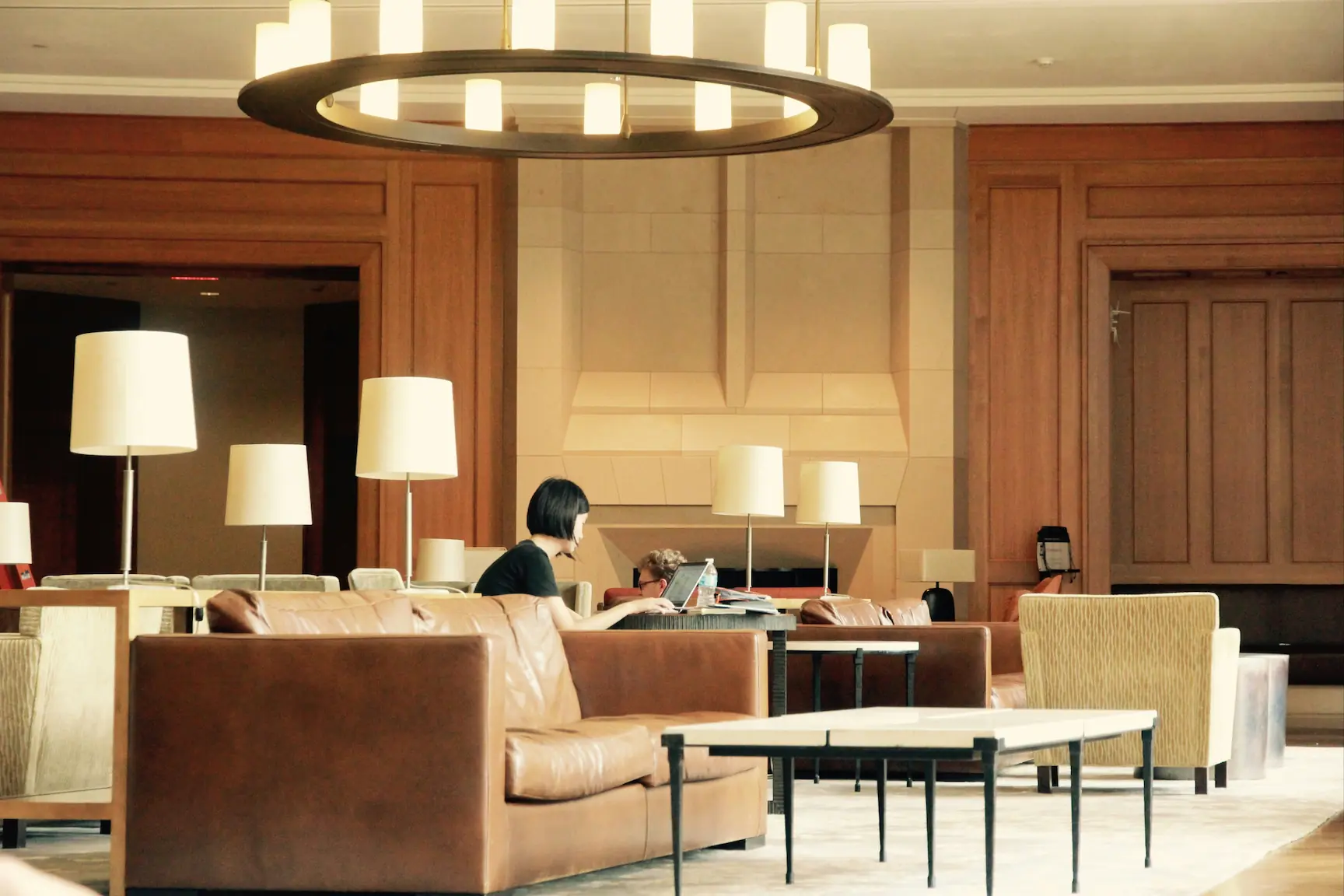 Girl in hotel lobby